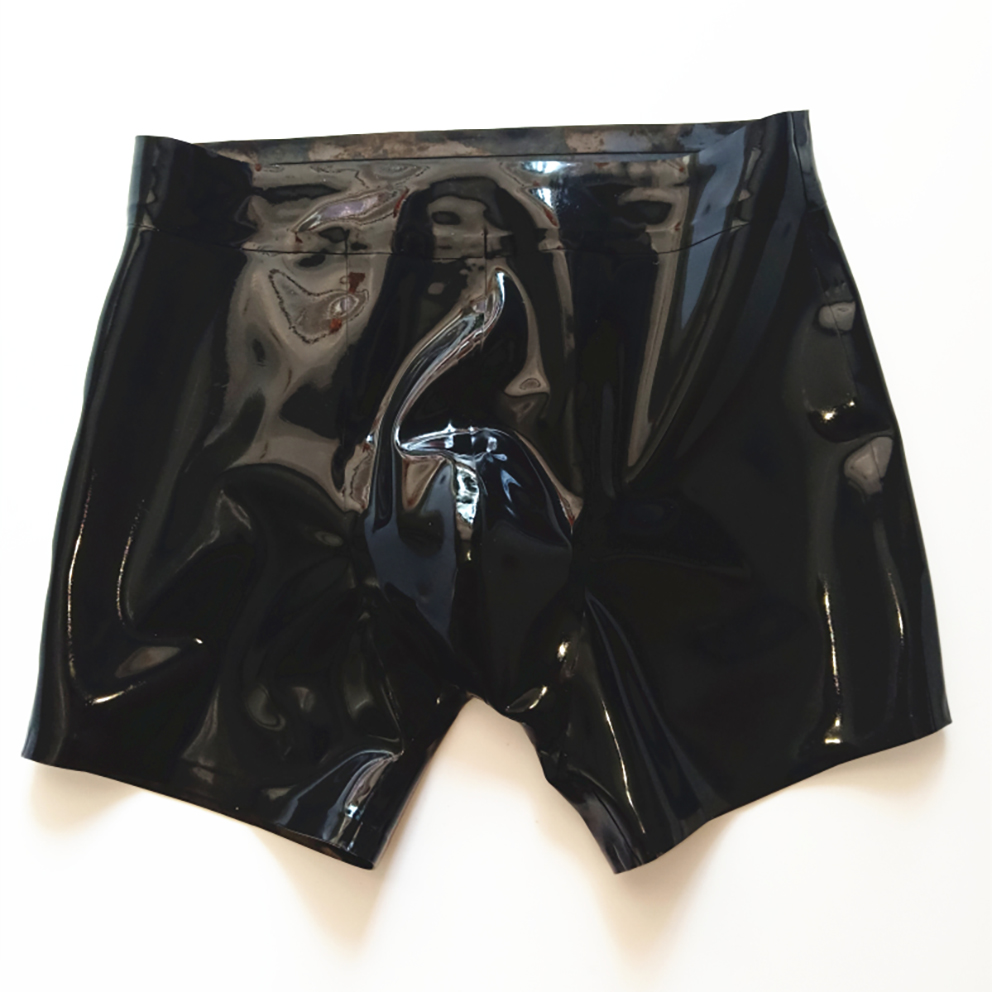 Boyshort Underwear - Сексуальные черные латексные мужские шорты, резиновые