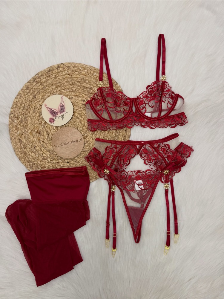 Женский комплект белья бордово – обзор и цена Garter Belt Set